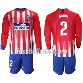 Fußballtrikots Atlético Madrid Godin 2 Kinder Heim Trikotsatz 2018-2019 Langarm
